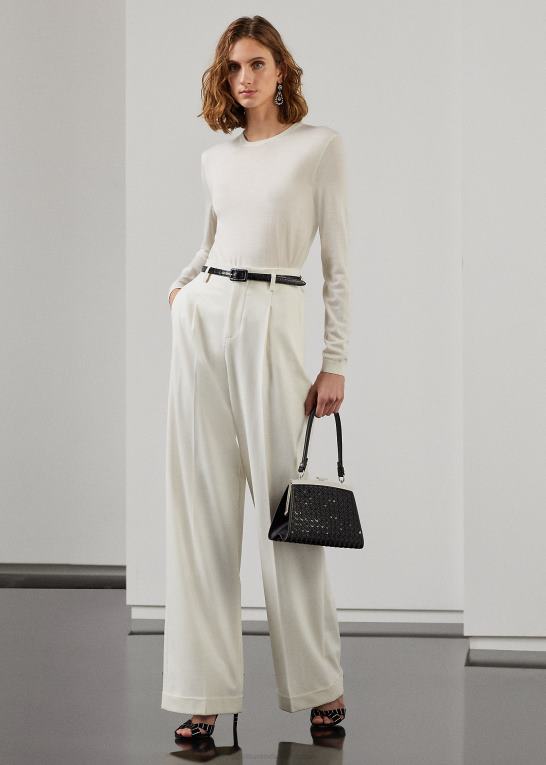 lux creme Kvinder Ralph Lauren sweater i merinould med rund hals Z426B3584