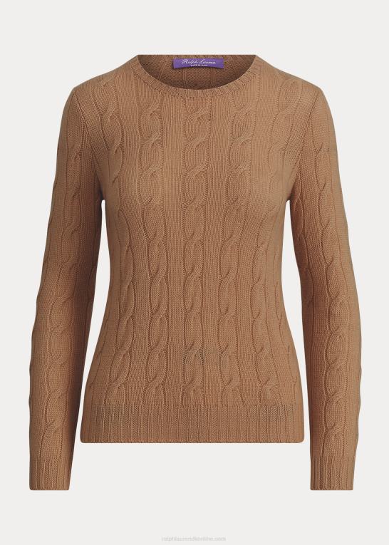 lux kamel Kvinder Ralph Lauren kabelstrikket kashmirtrøje Z426B9138