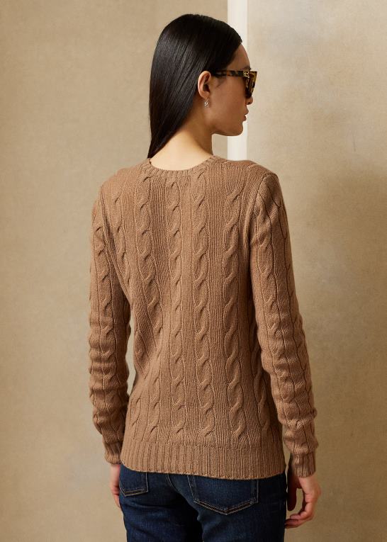 lux kamel Kvinder Ralph Lauren kabelstrikket kashmirtrøje Z426B9138