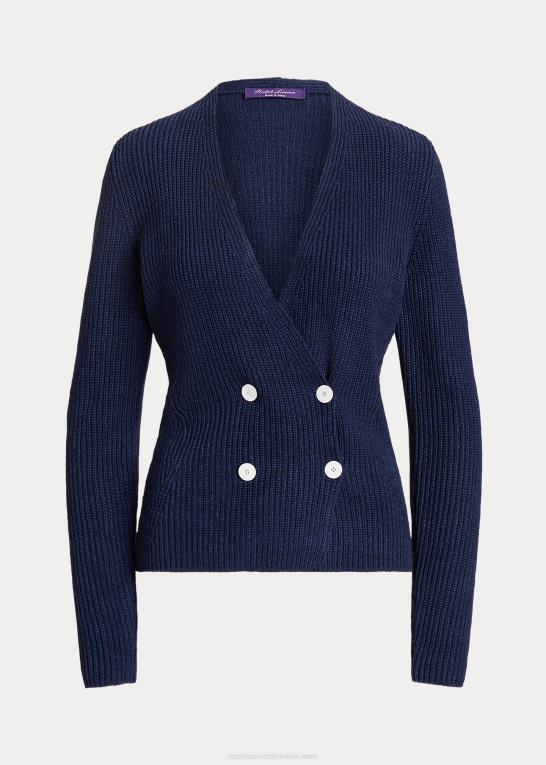 lux marine Kvinder Ralph Lauren dobbeltradet cardigantrøje Z426B3503