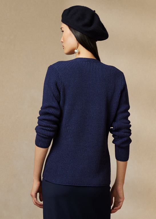 lux marine Kvinder Ralph Lauren dobbeltradet cardigantrøje Z426B3503