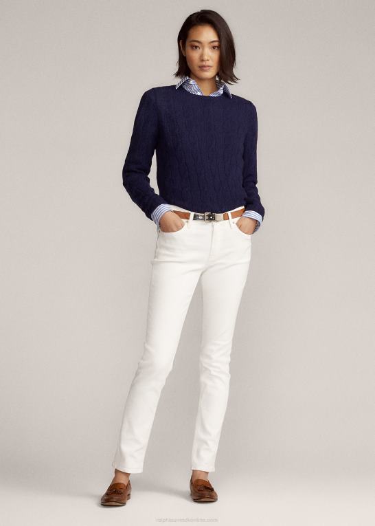 lux marine Kvinder Ralph Lauren kabelstrikket kashmirtrøje Z426B9141