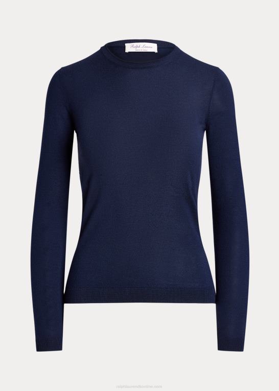lux marine Kvinder Ralph Lauren kashmir sweater med rund hals Z426B3447