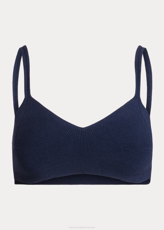 lux marine Kvinder Ralph Lauren ribstrikket silke bralette Z426B3506