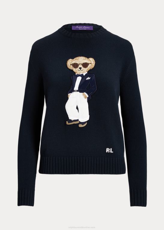 lux marine Kvinder Ralph Lauren smoking polobjørn bomuldstrøje Z426B3501