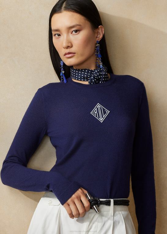 lux marine/hvid Kvinder Ralph Lauren rl kashmir sweater Z426B3477