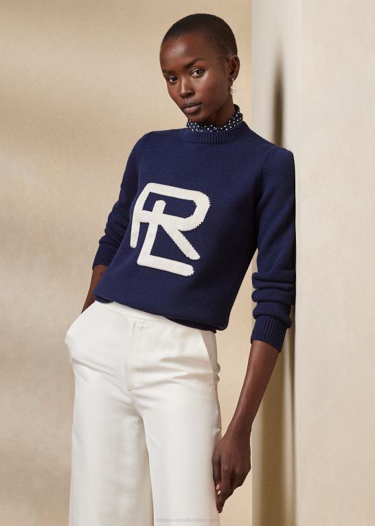 lux navy/lux creme Kvinder Ralph Lauren intarsia-strik rl merino-silke sweater Z426B3474