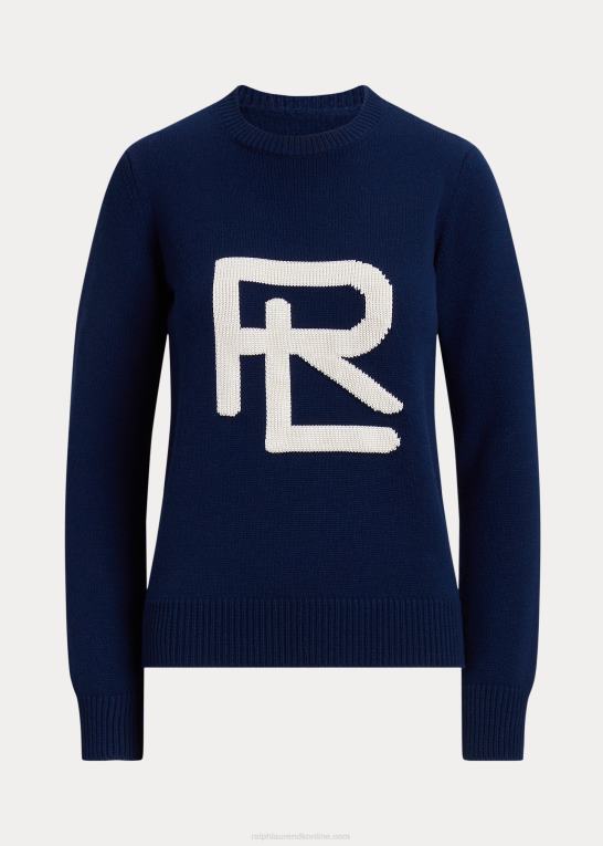 lux navy/lux creme Kvinder Ralph Lauren intarsia-strik rl merino-silke sweater Z426B3474