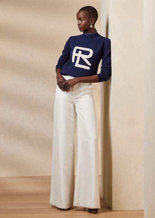 lux navy/lux creme Kvinder Ralph Lauren intarsia-strik rl merino-silke sweater Z426B3474