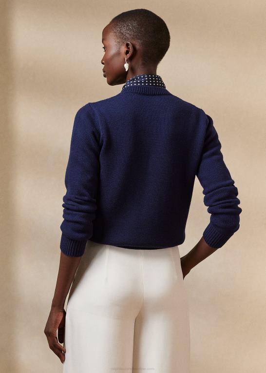 lux navy/lux creme Kvinder Ralph Lauren intarsia-strik rl merino-silke sweater Z426B3474