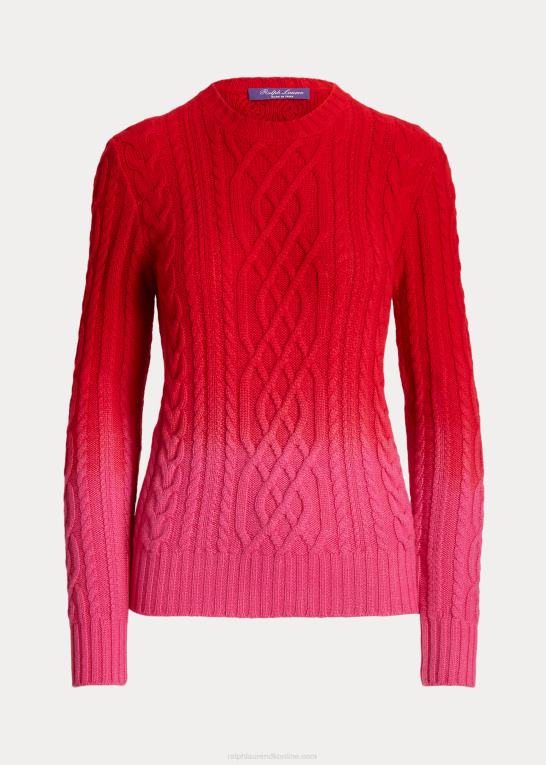 lys rød ombre Kvinder Ralph Lauren månenytår kabelstrikket sweater Z426B9314