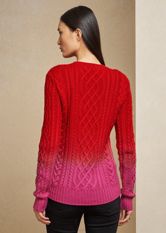 lys rød ombre Kvinder Ralph Lauren månenytår kabelstrikket sweater Z426B9314