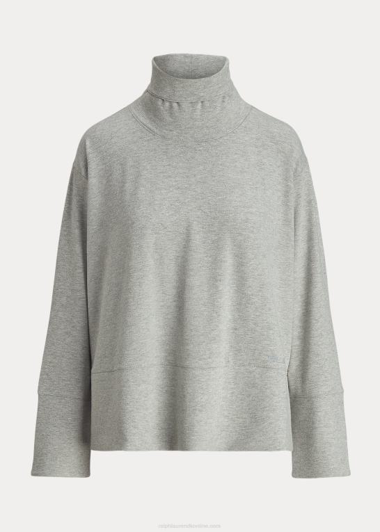lysegrå lyng Kvinder Ralph Lauren højkvalitets rullekrave i bomuldsblanding Z426B3568