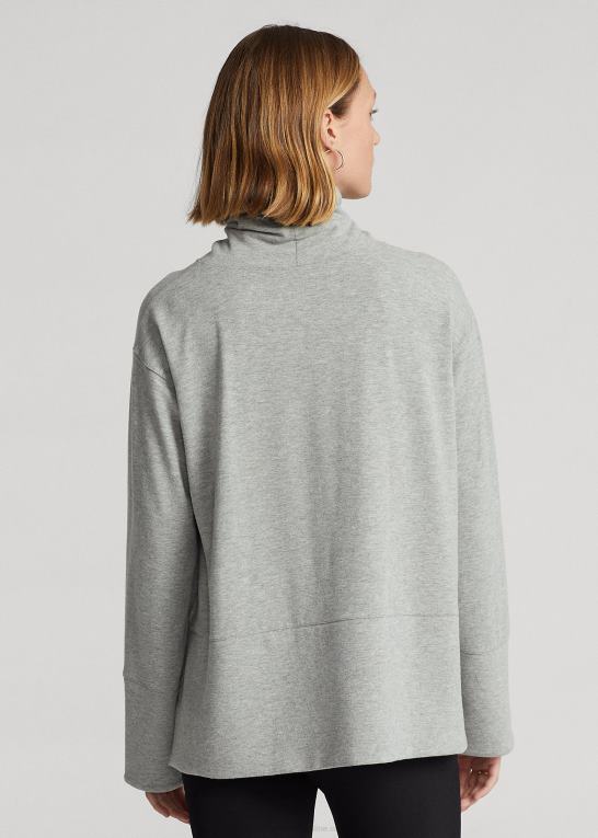 lysegrå lyng Kvinder Ralph Lauren højkvalitets rullekrave i bomuldsblanding Z426B3568