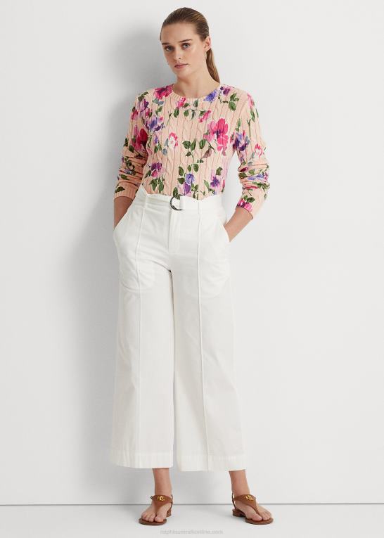 lyserød multi Kvinder Ralph Lauren blomstret kabelstrikket sweater i bomuld Z426B4822