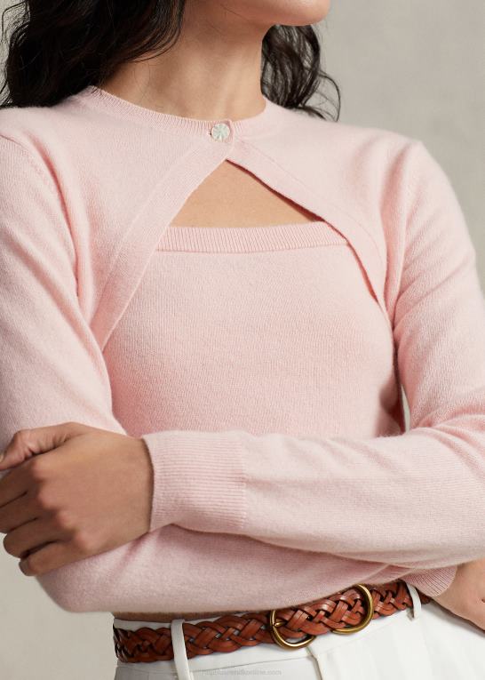 lyserødt sand Kvinder Ralph Lauren cashmere cropped shrug cardigan Z426B9205