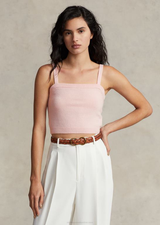 lyserødt sand Kvinder Ralph Lauren kashmir tanktop med lige hals Z426B3202