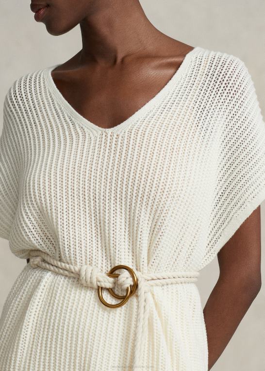 mørk creme Kvinder Ralph Lauren tunika i merinould med åben søm Z426B3112