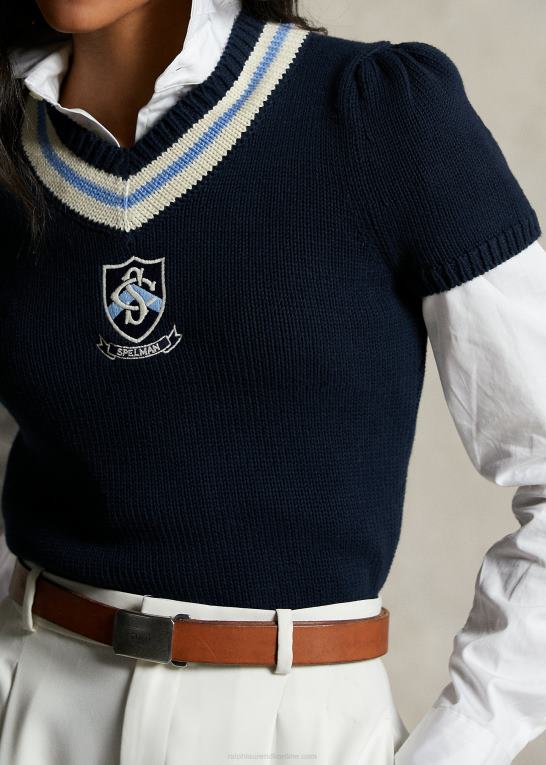 marineblå multi Kvinder Ralph Lauren spelman-kollektionen crickettrøje Z426B3312
