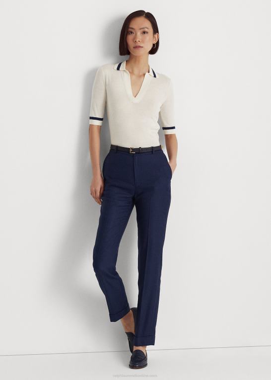 mascarpone creme Kvinder Ralph Lauren kortærmet trøje i silkeblanding Z426B4396