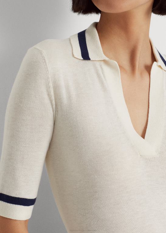 mascarpone creme Kvinder Ralph Lauren kortærmet trøje i silkeblanding Z426B4396