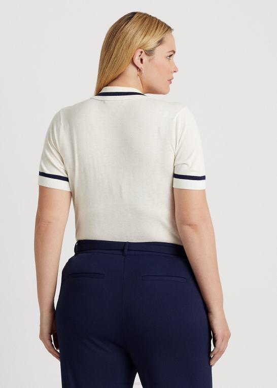 mascarpone creme Kvinder Ralph Lauren kortærmet trøje i silkeblanding Z426B4662