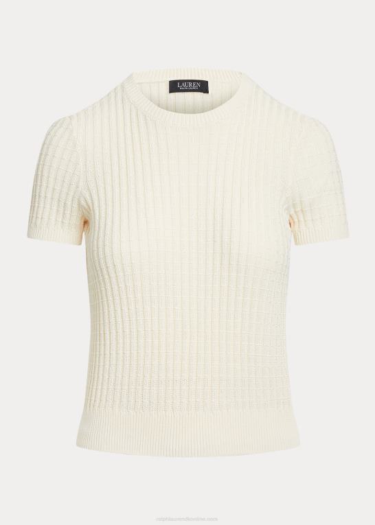 mascarpone creme Kvinder Ralph Lauren linned-bomuld kortærmet sweater Z426B4824