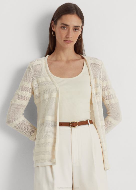mascarpone creme Kvinder Ralph Lauren stribet strik cardigan Z426B4001