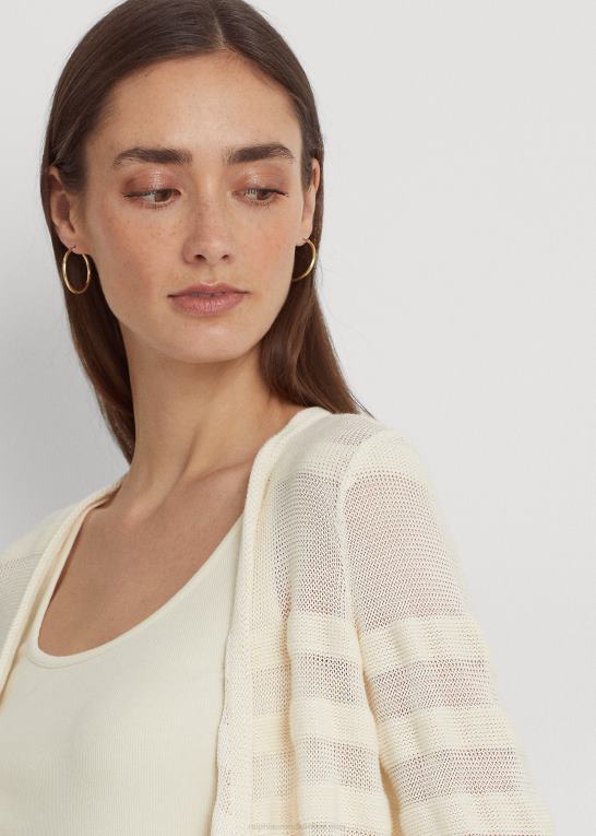 mascarpone creme Kvinder Ralph Lauren stribet strik cardigan Z426B4442