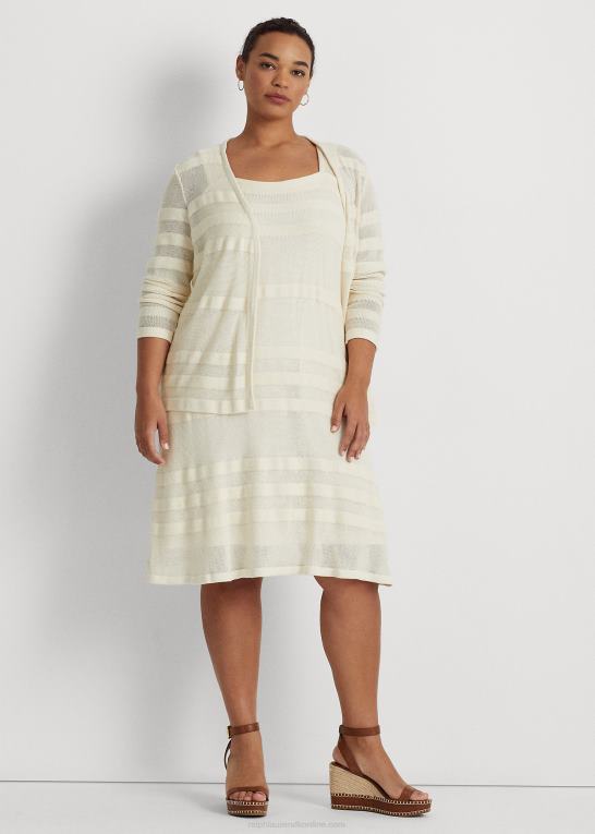mascarpone creme Kvinder Ralph Lauren stribet strik cardigan Z426B4646