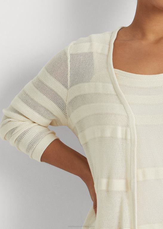 mascarpone creme Kvinder Ralph Lauren stribet strik cardigan Z426B4646