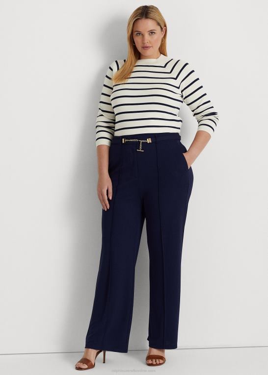 mascarpone creme/navy Kvinder Ralph Lauren stribet cropped mockneck sweater Z426B4621