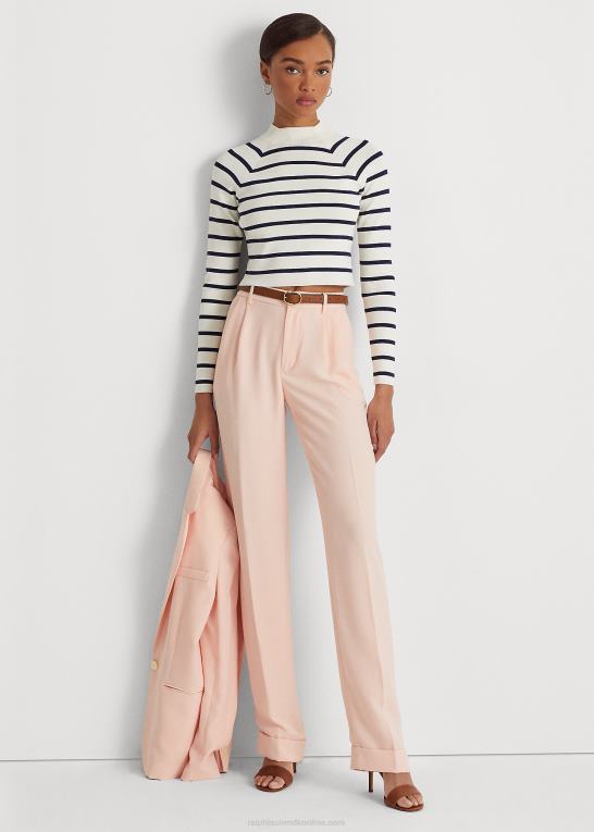 mascarpone creme/navy Kvinder Ralph Lauren stribet cropped mockneck sweater Z426B9423