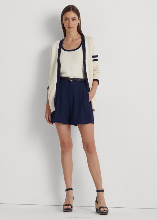 mascarpone creme/navy Kvinder Ralph Lauren tofarvet cardigan i bomuld Z426B9471