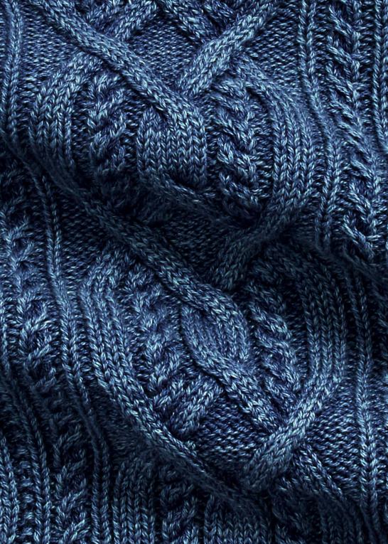 mellem indigo Kvinder Ralph Lauren aran-strikket bomulds rullekravetrøje Z426B3666