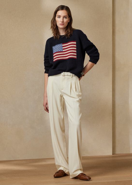 midnat m/flag Kvinder Ralph Lauren flag kashmir sweater med rund hals Z426B3451