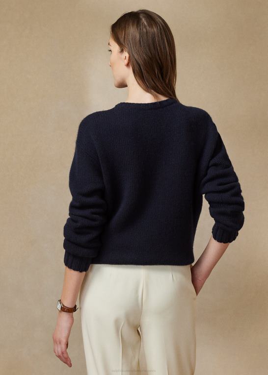 midnat m/flag Kvinder Ralph Lauren flag kashmir sweater med rund hals Z426B3451