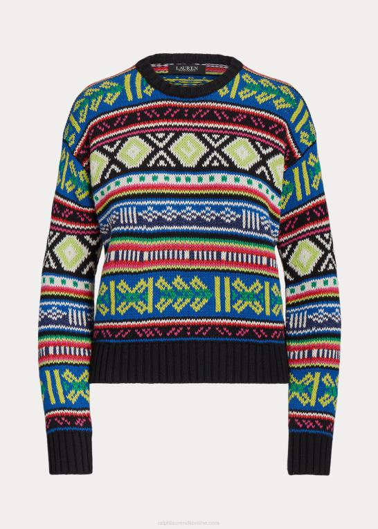 multi Kvinder Ralph Lauren geo-motiv bomuld-hør sweater med rund hals Z426B3920