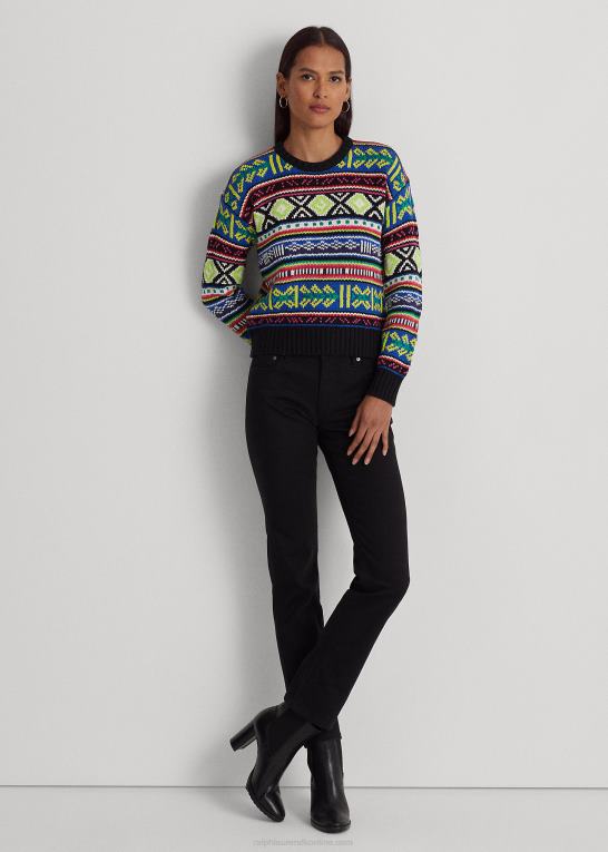 multi Kvinder Ralph Lauren geo-motiv bomuld-hør sweater med rund hals Z426B3920