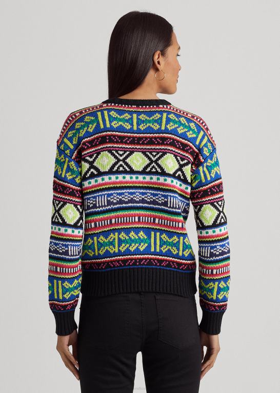 multi Kvinder Ralph Lauren geo-motiv bomuld-hør sweater med rund hals Z426B3920