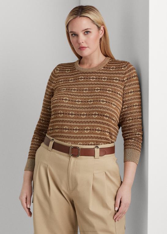 multi Kvinder Ralph Lauren metallisk fair isle sweater i bomuldsblanding Z426B4520