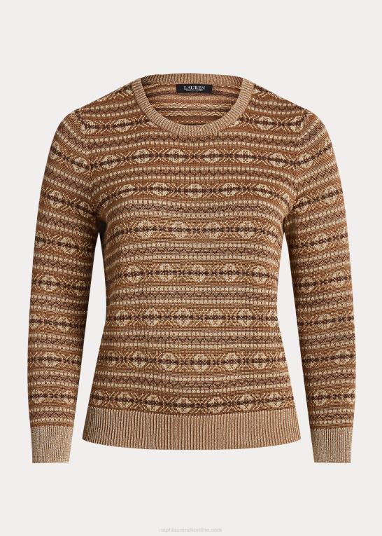 multi Kvinder Ralph Lauren metallisk fair isle sweater i bomuldsblanding Z426B4520