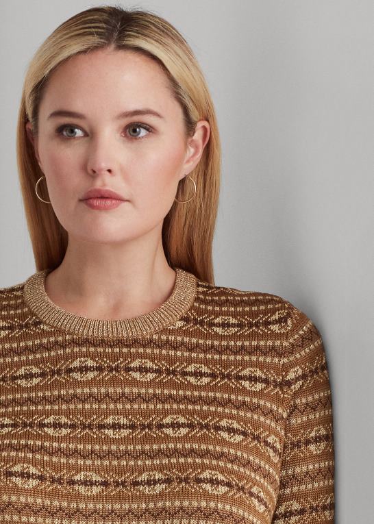 multi Kvinder Ralph Lauren metallisk fair isle sweater i bomuldsblanding Z426B4520