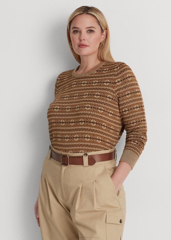 multi Kvinder Ralph Lauren metallisk fair isle sweater i bomuldsblanding Z426B4520