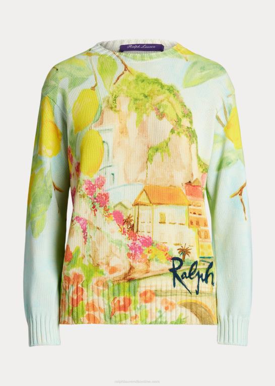multi Kvinder Ralph Lauren trykt bomuldstrøje med rund hals Z426B9320
