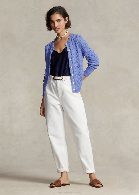 ny litchfield blå Kvinder Ralph Lauren kabelstrikket cardigan i bomuld Z426B2901