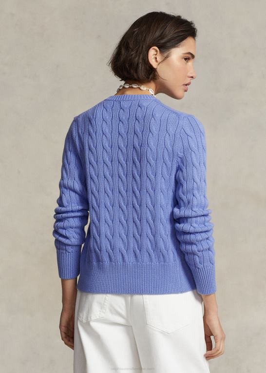ny litchfield blå Kvinder Ralph Lauren kabelstrikket cardigan i bomuld Z426B2901