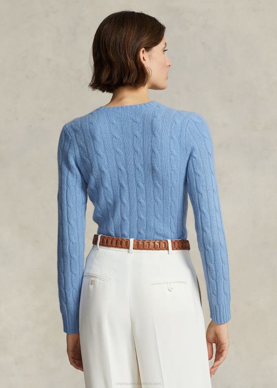 ny litchfield blå Kvinder Ralph Lauren kabelstrikket kashmirtrøje Z426B9111