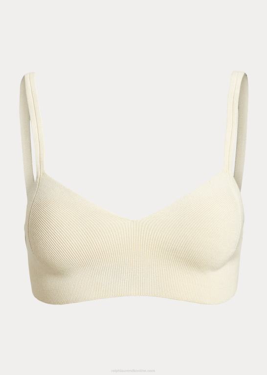 off white Kvinder Ralph Lauren ribstrikket silke bralette Z426B3507