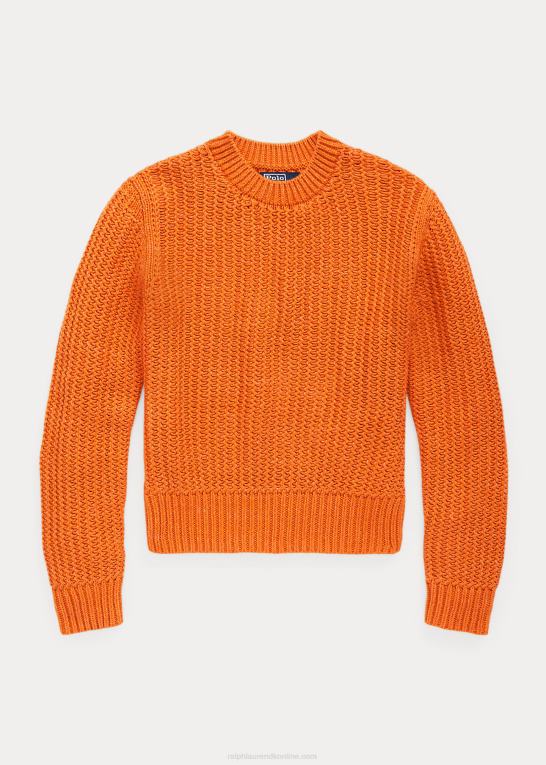 orange mutli Kvinder Ralph Lauren gennembrudt sweater i bomuldsblanding med rund hals Z426B3151